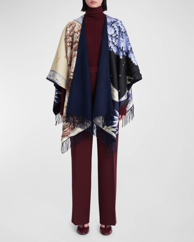 Day & Night Reversible Cashmere-Blend Cape